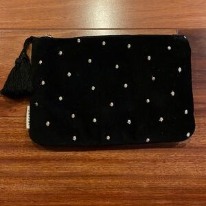Sezane black velvet gold pouch